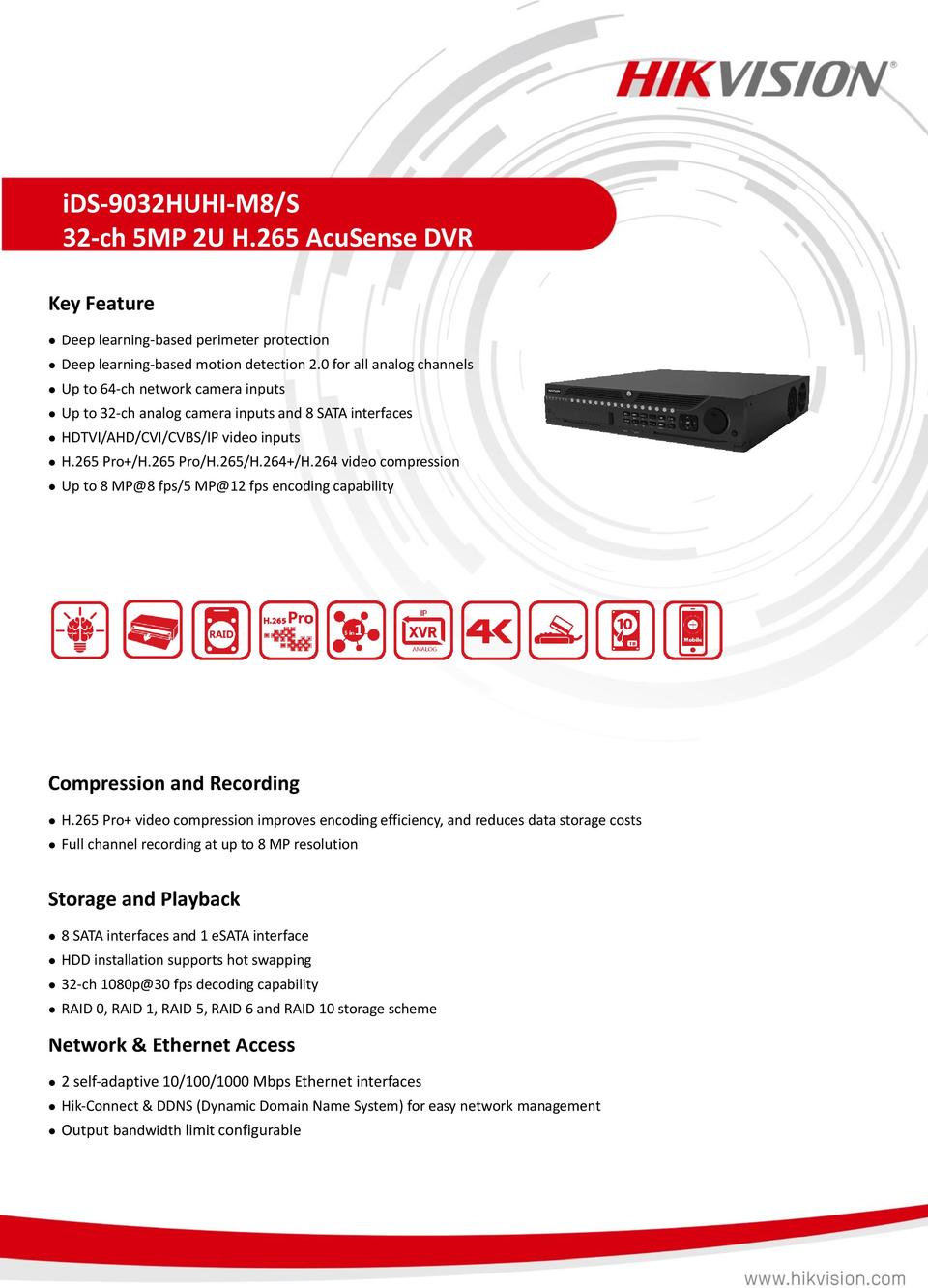 Hikvision iDS-9032HUHI-M8/S 32CH HD-TVI DVR - Includes 3TB Hard Drive 0